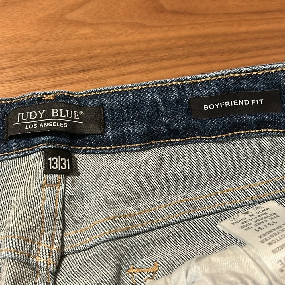 Judy Blue Distressed Blue Jeans Size 13/31 Boyfriend Fit